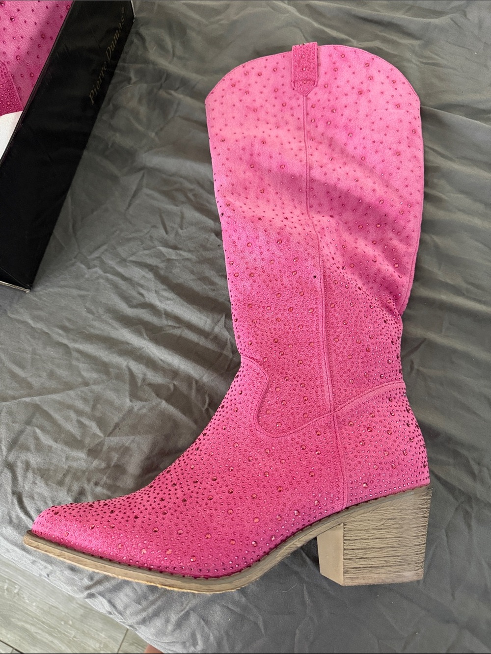 Pierre Dumas Bright Pink Crystal-Studded Western Heel Boot